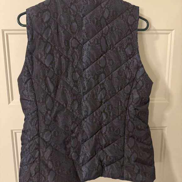 Women's Michael Kors Danish Blue Snakeskin Puffer Vest, Size Large, NWT - Picture 5 of 6
